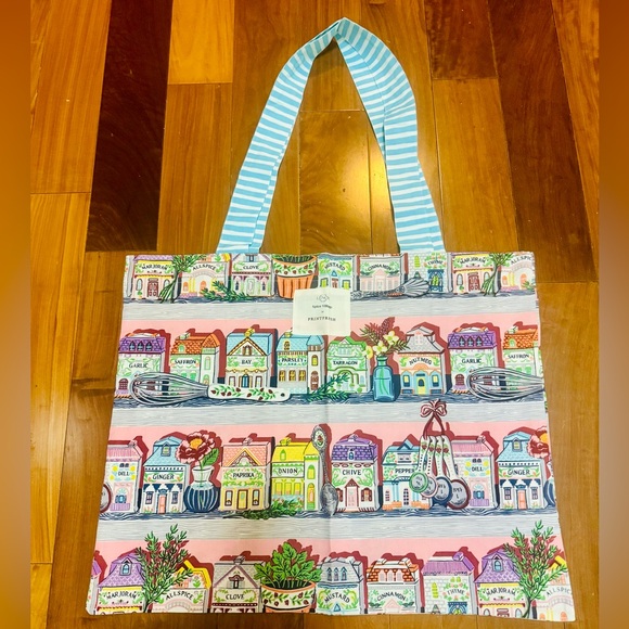 Printfresh Spice Village Tote Bag with Pink and Blue Accents - Picture 6 of 9